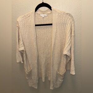 Blu Pepper Women’s Large Cream Open-Front Cardigan with Pockets